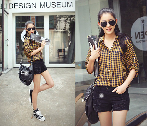 phối áo sơ mi kẻ dài tay - hình minh họa 17